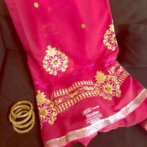 hot pink Indian Sari